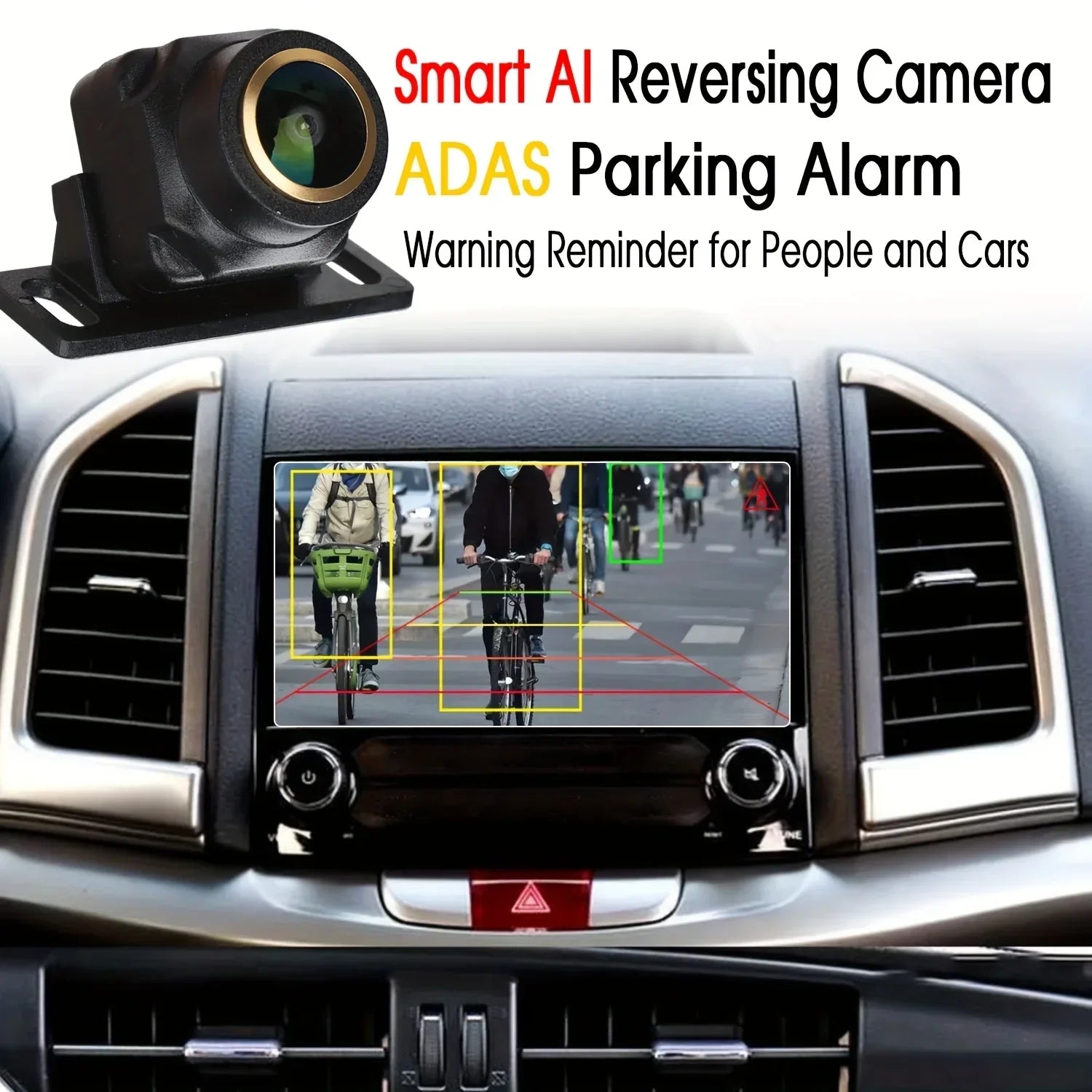 AI Smart Backup Camera - 170° Fisheye Lens, AHD 1080P, ADAS Obstacle Detection for MP5/Android Monitors