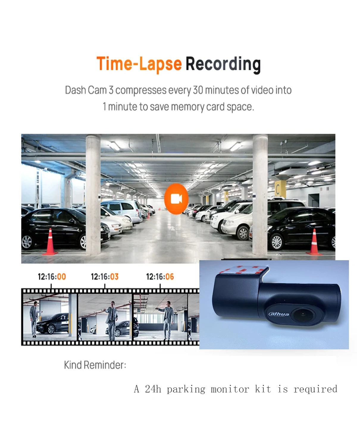 Dahua Smart Dash Cam  app Control 1080P HDR Night Vision Support 24H Parking Monitor WIFI  Dahua DVR
