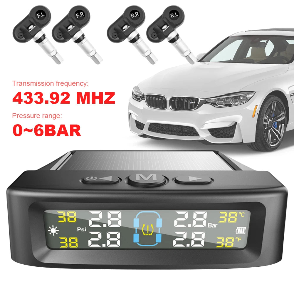Tire Pressure Monitoring System 4 Sensors Tire Pressure Monitor System Universal TPMS for Car SUV Sedan