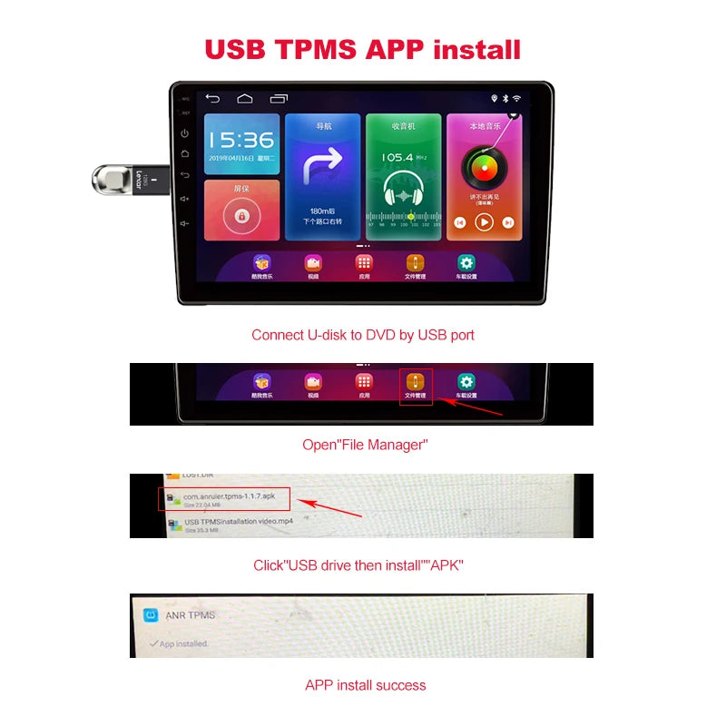 Tire Pressure Monitoring System Real-time Monitoring of Tire Temperature Tire Pressure USB Plug Tire Safety Alarm