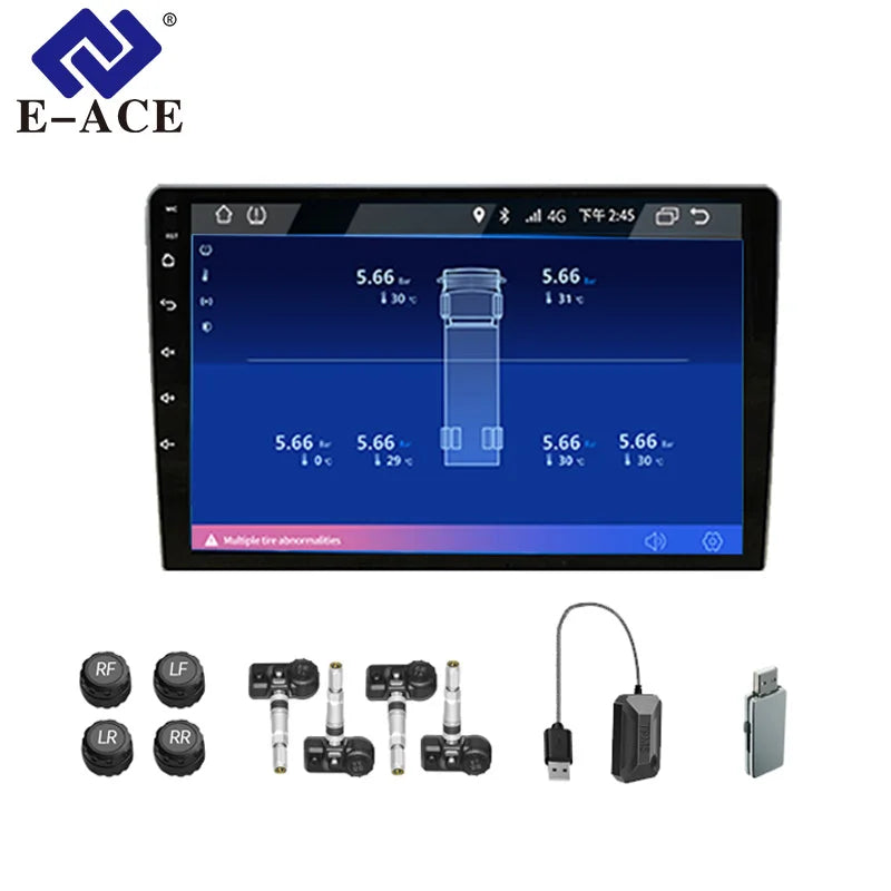 Tire Pressure Monitoring System Real-time Monitoring of Tire Temperature Tire Pressure USB Plug Tire Safety Alarm
