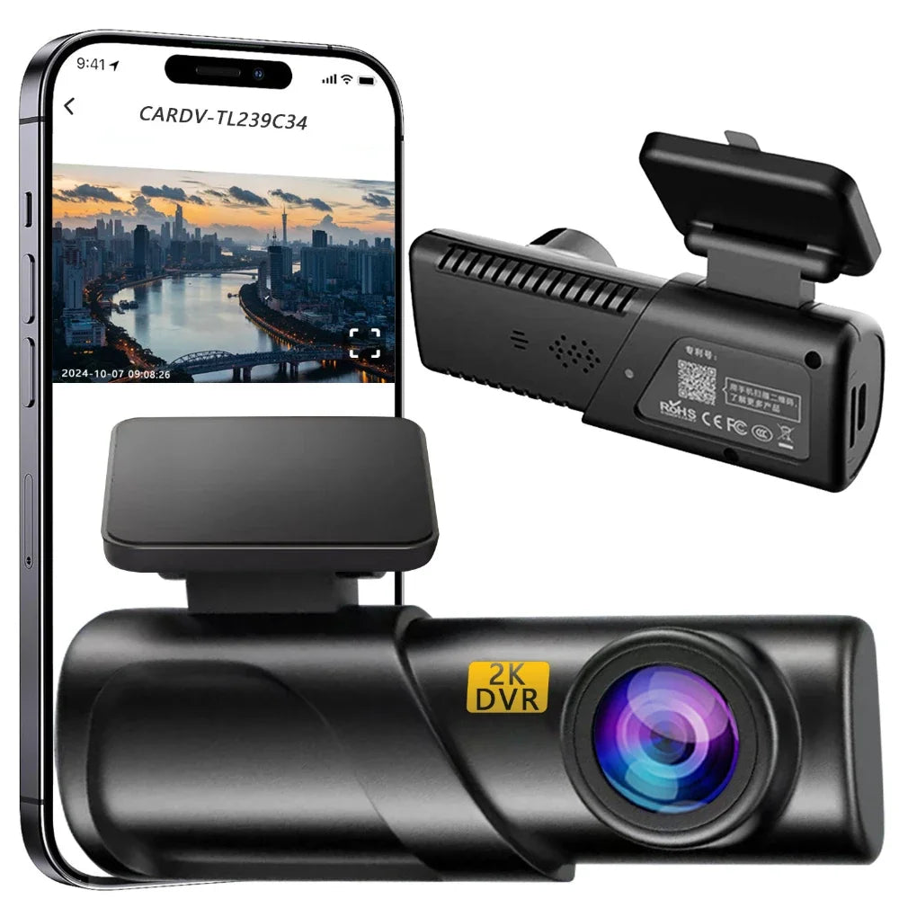 Smart Car Dash Cam 1080P HD WiFi GPS 24H Parking Monitoring 140° Night Vision Loop Recording App Control Wide Voltage 5V-12V