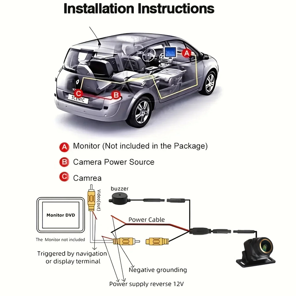 AI Smart Backup Camera - 170° Fisheye Lens, AHD 1080P, ADAS Obstacle Detection for MP5/Android Monitors